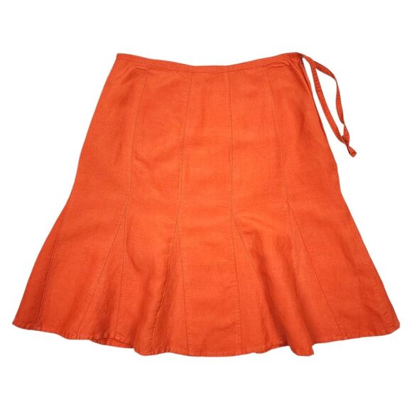 Sherry Taylor A-line Orange Cotton Rayon Skirt Knee Length Midi Size M - Picture 1 of 10